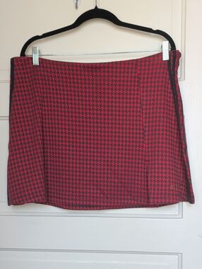adidas Red and Black Houndstooth Mini Skirt